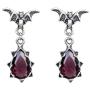 Paialco Bat and Teardrop Drop Dangle Earrings 925 Sterling Siver Vintage Gothic and Punk Earbob