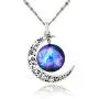 Galaxy & Crescent Cosmic Moon Pendant Necklace, Purple Glass, 17.5 Chain, Great Gift for Women Galaxy & Crescent Cosmic Moon Pendant Necklace, Purple Glass, 17.5 Chain, Great Gift for Women