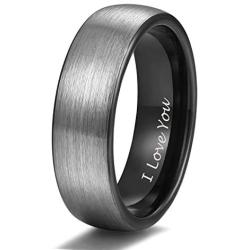 TRUMIUM 4mm 6mm 8mm Tungsten Rings for Men Women Engagement Wedding Band Brushed Black Comfort Fit Size 4-15