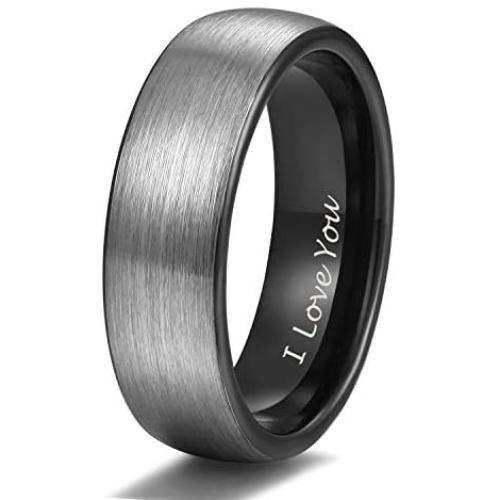 TRUMIUM 4mm 6mm 8mm Tungsten Rings for Men Women Engagement Wedding Band Brushed Black Comfort Fit Size 4-15