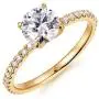 HAFEEZ CENTER 14K Gold 1ct Petite Shared Prong Comfort Fit D-E Color Moissanite Engagement Ring HAFEEZ CENTER 14K Gold 1ct Petite Shared Prong Comfort Fit D-E Color Moissanite Engagement Ring