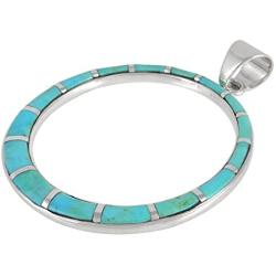 Turquoise Pendant Necklace in Sterling Silver 925 & Genuine Turquoise (Select Style) (Dangle Loop)