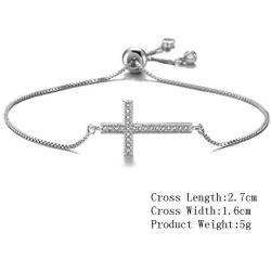 NEWBUY Classic Design AAA+ Cubic Zirconia Cross Charm Bracelets for Women Girl Adjustable Copper Chain Bracelet & Bangle Christian Jewelry Baptism Gift