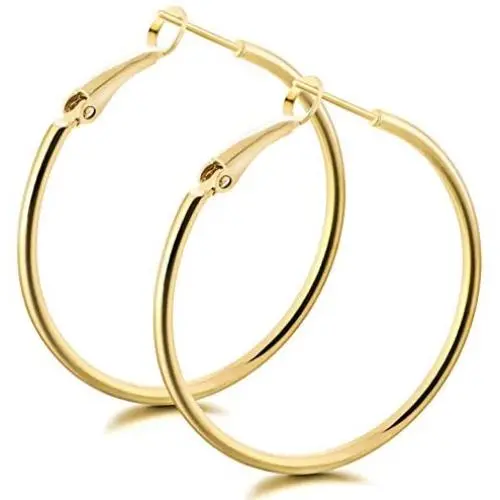 Hoop Earrings 2mm Thick 14K Gold Colored Lightweight Earrings for Women Girls Hoop Earrings 2mm Thick 14K Gold Colored Lightweight Earrings for Women Girls