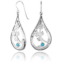 PZ Paz Creations Turquoise 925 Sterling Silver Pear Shaped Dangle Earrings