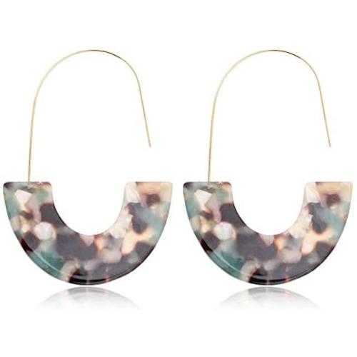 D.Rosse Acrylic Earrings Statement Tortoise Hoop Earrings Resin Wire Drop Dangle Earrings Bohemian Fashion Jewelry for Women Girls