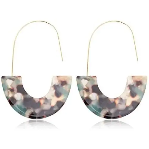 D.Rosse Acrylic Earrings Statement Tortoise Hoop Earrings Resin Wire Drop Dangle Earrings Bohemian Fashion Jewelry for Women Girls D.Rosse Acrylic Earrings Statement Tortoise Hoop Earrings Resin Wire Drop Dangle Earrings Bohemian Fashion Jewelry for Women Girls