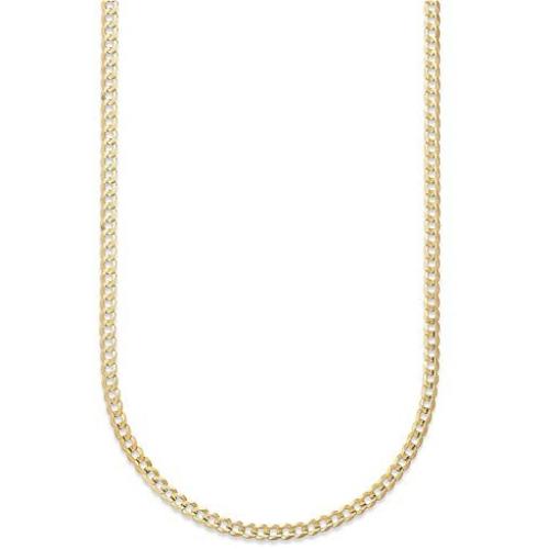14K Solid Yellow Gold 1.8mm Cuban Curb Link Chain Necklace- Made in Italy- lobster claw clasp
