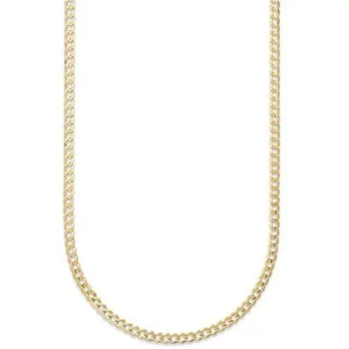 14K Solid Yellow Gold 1.8mm Cuban Curb Link Chain Necklace- Made in Italy- lobster claw clasp