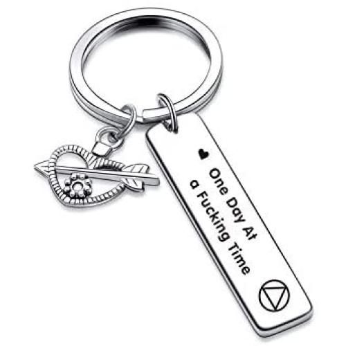 Inspirational Jewelry AA Keychain for Sober Friends Gift Recovery Sobriety Gift
