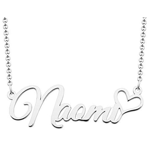 CoolJewelry Personalized Love Heart Custom Initial Name Necklace 925 Sterling Silver Gift for Women Girls