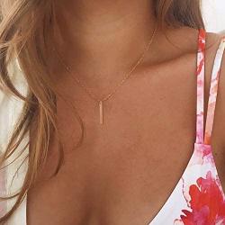 CHESKY 14K Gold Plated Turquoise Padlock Pendant Necklaces for Women Star Moon Choker Necklace Dainty Bar Cross Necklace Jewelry
