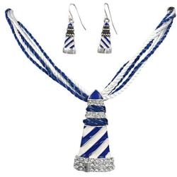 Gypsy Jewels Mixed Sealife Nautical Boutique Large Statement Silver Tone Necklace & Dangle Earrings Set