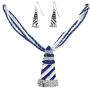 Gypsy Jewels Mixed Sealife Nautical Boutique Large Statement Silver Tone Necklace & Dangle Earrings Set