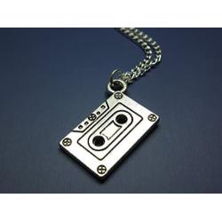 Cassette Necklace - Silver Chain Mix Tape Retro 80s 90s Geeky Nerdy Funky Necklace Quirky Cute Jewelry Punk Geek Nerd Old School