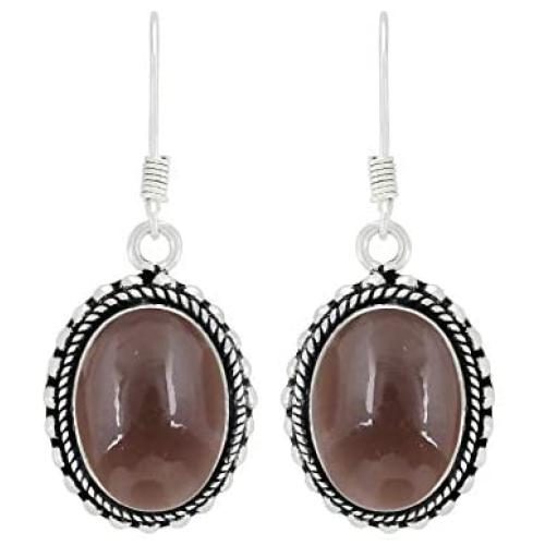 Natural Moonstone Labradorite Lapis Rose Quartz Dangle Earrings 12x16mm Oval Shape Gemstones 925 Silver Overlay Handmade Dangle Earrings