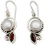 NOVICA Garnet Cultured Freshwater Pearl .925 Sterling Silver Dangle Earrings, Sublime Romance