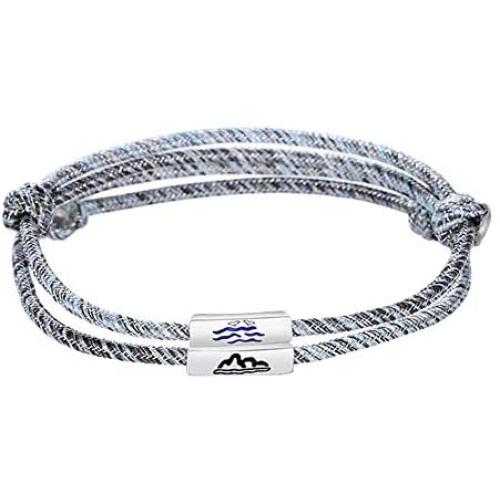 Handmade Weave A Solemn Pledge of Love Heart Mountain Sea Pattern Bracelets Earth Gravity Circle Magnet Bell Braided Bangle for Women Men Lovers Valentines Jewelry Gifts