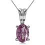 Silvershake 7x5mm Oval Shape 925 Sterling Silver Solitaire Pendant with 18 Inch Chain Necklace