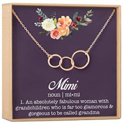 Dear Ava Mimi Gift Necklace: Grandma Mimi, Best Mimi Ever, Mimi Jewelry, 3 Asymmetrical Circles (Rose-Gold-Plated-Brass, NA)