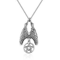 KEYCHIN Supernatural Inspired Jewelry SPN Jewelry Supernatural Evil Power Wing Five-Pointed Star Necklace Supernatural Fans Sam Dean Winchester Gift