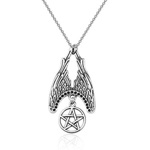 KEYCHIN Supernatural Inspired Jewelry SPN Jewelry Supernatural Evil Power Wing Five-Pointed Star Necklace Supernatural Fans Sam Dean Winchester Gift