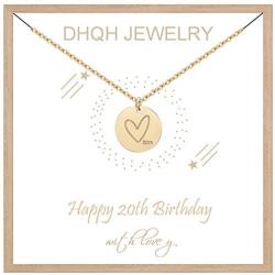 DHQH Birthday Gifts for Girls Necklace Gold Pendant Birthday Necklace Heart Necklace Teenage Girls Gifts Minimalist with Number 10th,15th,18th,20th