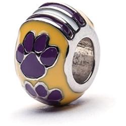 Louisiana State University Charm | LSU Tigers - Tigers Paw Charm | Officially Licensed Louisiana State University Jewelry | LSU Football | LSU Gifts | Stainless Steel