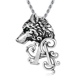 PDTJMTG Wolf Necklace 925 Sterling Silver Viking Jewelry for Men, 20”+2”