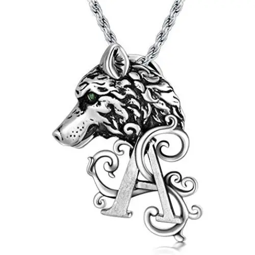 PDTJMTG Wolf Necklace 925 Sterling Silver Viking Jewelry for Men, 20”+2”