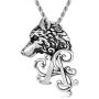 PDTJMTG Wolf Necklace 925 Sterling Silver Viking Jewelry for Men, 20”+2”