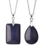 Lullabb Couple Stone Pendant Necklace Teardrop Waterdrop Crystal Jewelry for Women Men Rectangle Gemstone Chakra Healing Pendants