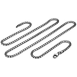 PZ Paz Creations 925 Sterling Silver Italian Box Chain for Men | 22'' Unisex Hypoallergenic Oxidized Brushed Matte Finish