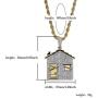 JINAO Hip Hop Trap House Pendant Iced Out Simulated Diamond Necklace with Rope Chain for Men