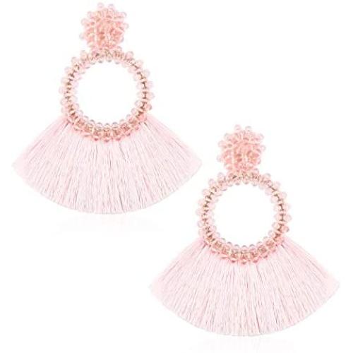 Beaded Tassel Earrings for Women Fashion Girls Teens, Drop Dangle Bohemian Accessories