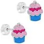 925 Sterling Silver Cupcake Childrens Jewelry Set Necklace Earrings Pink CZ 16''