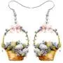 DOWAY Acrylic Easter Basket Eggs Bunny Rabbit Earrings Drop Dangle Jewelry Gifts for Women Girls Funny Party Decoration
