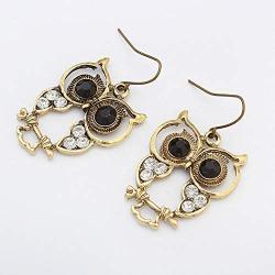 Owl Earrings for Women,Retro Copper Owl Zircon Dangle Earrings,Boho Cute Owl Bird Earrings For Girls,Gifts for Owl Animal Lovers