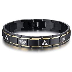 VNOX Two-Tone Stainless Steel The Legend of Zelda Triforce Symbol Hyrule Warrior Link Bracelet for Men Boys