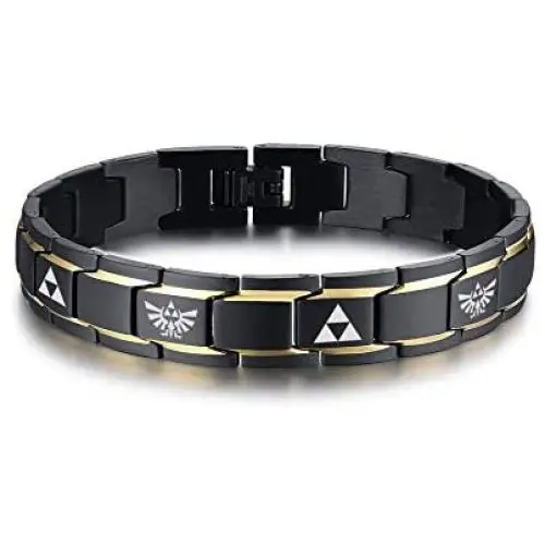 VNOX Two-Tone Stainless Steel The Legend of Zelda Triforce Symbol Hyrule Warrior Link Bracelet for Men Boys VNOX Two-Tone Stainless Steel The Legend of Zelda Triforce Symbol Hyrule Warrior Link Bracelet for Men Boys