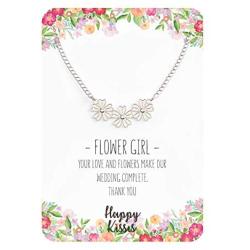 Happy Kisses Flower Girl Necklace - Your Love and Flowers Make Our Wedding Complete. Thank You - Message Card