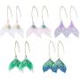 Mermaid Acrylic Earrings for Women Girls, MTSCE Colorful Fringed Pearl Sequin Fishtail Drop Dangle Earrings for Girls Purple Mermaid Earrings Ocean Jewelry