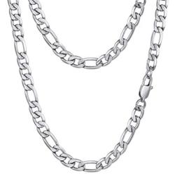 PROSTEEL 316L Stainless Steel Figaro Chain Necklace for Men/Women, Black/18K Real Gold Plated, 4mm to 13mm, 14inch to 30inch, Come Gift Box