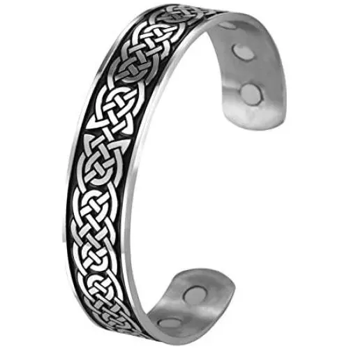 TEAMER Magnetic Therapy Bracelet Health Care Norse Irish Celtic Knot Viking Bangle Stainless Steel Antique Silver Black Pain Relief Cuff Bangle Best Gifts for Men TEAMER Magnetic Therapy Bracelet Health Care Norse Irish Celtic Knot Viking Bangle Stainless Steel Antique Silver Black Pain Relief Cuff Bangle Best Gifts for Men