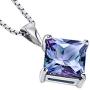 14 Karat White Gold Princess Cut 3.00 Carats Created Alexandrite Pendant