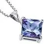 14 Karat White Gold Princess Cut 3.00 Carats Created Alexandrite Pendant