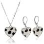 Pingyongchang 2pcs Silver Plated Cow Print Furs Necklace and Earring Cute Short Choker Fashion Simple Heart Pendant Necklaces for Women Girls Kids