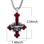 Elfasio Inverted Cross Demon Mens Stainless Steel Necklace Pendant Seal of Satan Sigil of Lucifer The Devils Chain Vintage Jewelry, Red Black