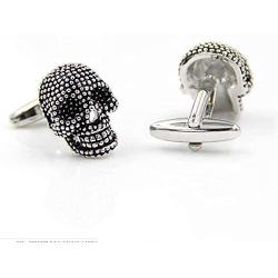 3D Gothic Silver Skeleton Skull Mens Gift Goth Cuff Links