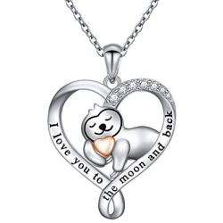 Sloth Gift 925 Sterling Silver Slow Down Cute Sloth Pendant Necklace for Women Girls Sloth Lover